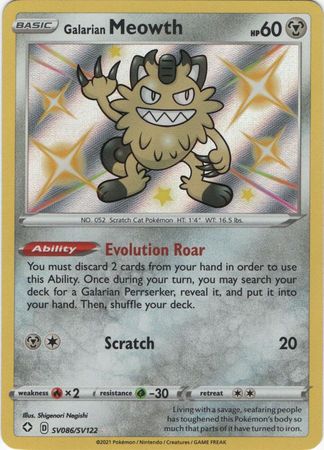 Galarian Meowth - SV086/SV122 - Shiny Rare available at 401 Games Canada