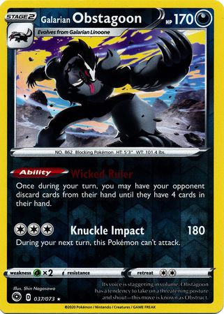 Galarian Obstagoon - 037/073 - Holo Rare - Reverse Holo available at 401 Games Canada