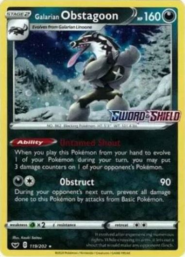 Galarian Obstagoon - 119/202 - Holo Promo (Sword & Shield Stamped) available at 401 Games Canada