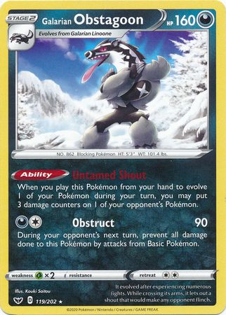 Galarian Obstagoon - 119/202 - Holo Rare available at 401 Games Canada