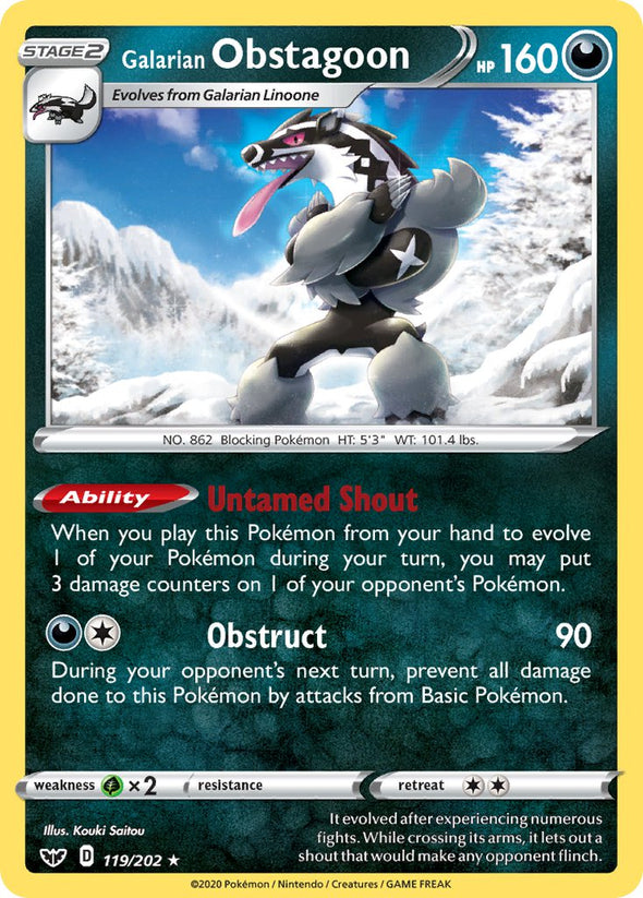 Galarian Obstagoon - 119/202 - Rare - Theme Deck Exclusive available at 401 Games Canada