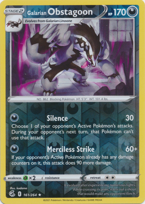 Galarian Obstagoon - 161/264 - Holo Rare - Reverse Holo available at 401 Games Canada