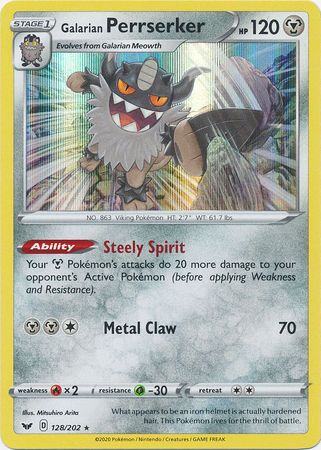 Galarian Perrserker - 128/202 - Holo Rare available at 401 Games Canada