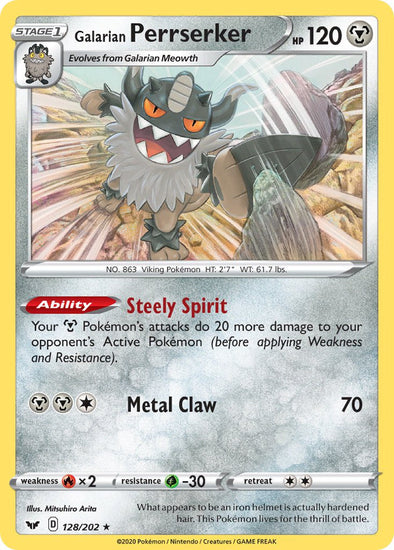 Galarian Perrserker - 128/202 - Rare - Theme Deck Exclusive available at 401 Games Canada