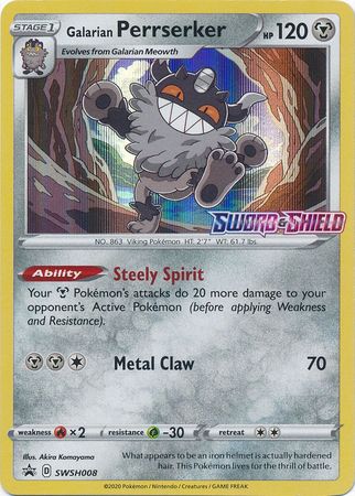 Galarian Perrserker - SWSH008 - Pre-Release Promo available at 401 Games Canada