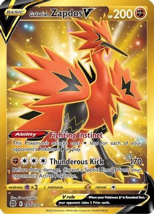 Galarian Zapdos V - 182/172 - Secret Rare available at 401 Games Canada