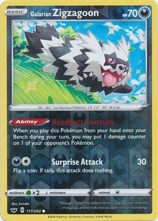 Galarian Zigzagoon - 117/202 - Common - Reverse Holo available at 401 Games Canada