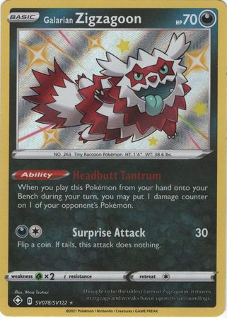 Galarian Zigzagoon - SV078/SV122 - Shiny Rare available at 401 Games Canada