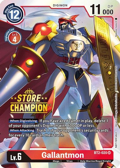 Gallantmon (Store Champion) - BT2-020 - Promo available at 401 Games Canada