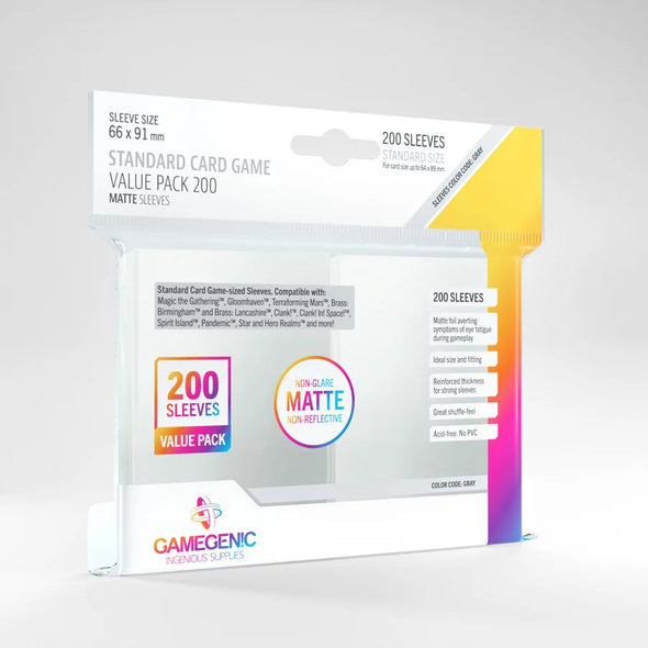 Gamegenic - 200ct Standard Matte Value Pack 66mm x 91mm Sleeves available at 401 Games Canada