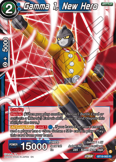 Gamma 1, New Hero - BT19-063 - Rare available at 401 Games Canada