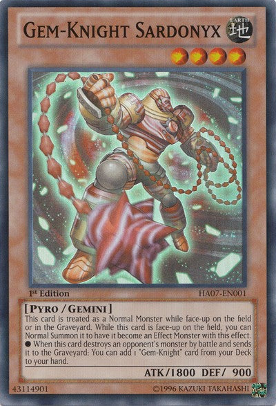 Gem-Knight Sardonyx - HA07-EN001 - Super Rare - 1st Edition available at 401 Games Canada