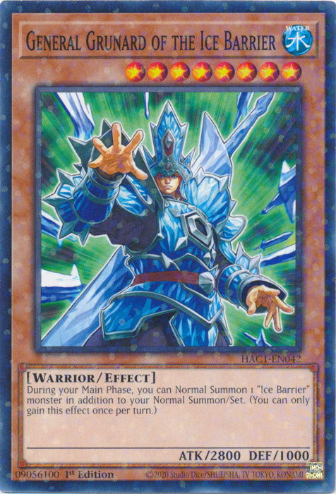 General Grunard of the Ice Barrier - HAC1-EN042 - Duel Terminal Normal Parallel Rare available at 401 Games Canada