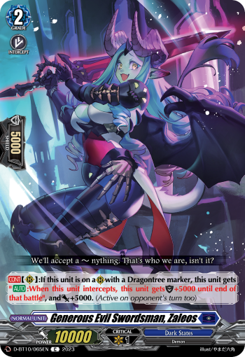 Generous Evil Swordsman, Zaleos - D-BT10/065 - Common available at 401 Games Canada