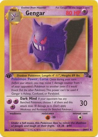 Gengar - 20/62 - Rare - 1st Edition available at 401 Games Canada