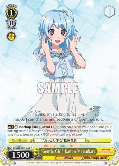 "Gentle Girl" Kanon Matsubara - BD/EN-W03-017 - Common available at 401 Games Canada