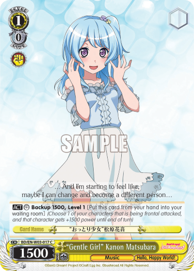 "Gentle Girl" Kanon Matsubara - BD/EN-W03-017 - Common available at 401 Games Canada