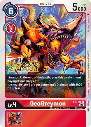 GeoGreymon (2022 Regionals Participant) - ST7-06 - Uncommon available at 401 Games Canada