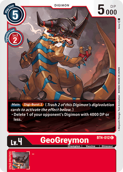 GeoGreymon - BT4-012 - Common available at 401 Games Canada