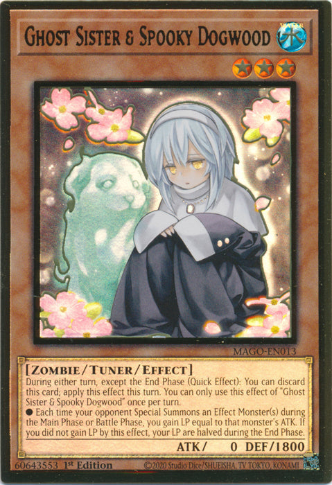 Ghost Sister & Spooky Dogwood - MAGO-EN013 - Premium Gold Rare - 1st Edition available at 401 Games Canada