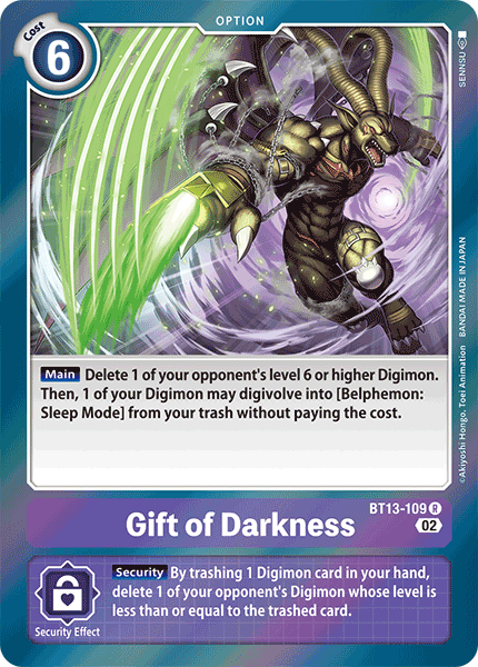 Gift of Darkness - BT13-109 - Rare available at 401 Games Canada