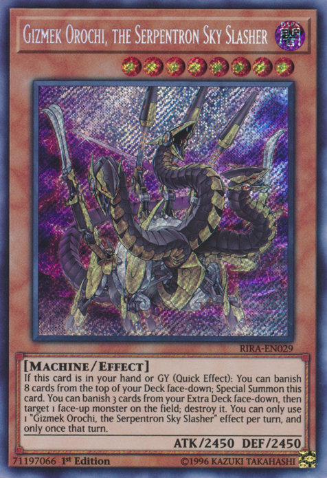 Gizmek Orochi, the Serpentron Sky Slasher - RIRA-EN029 - Secret Rare - 1st Edition available at 401 Games Canada