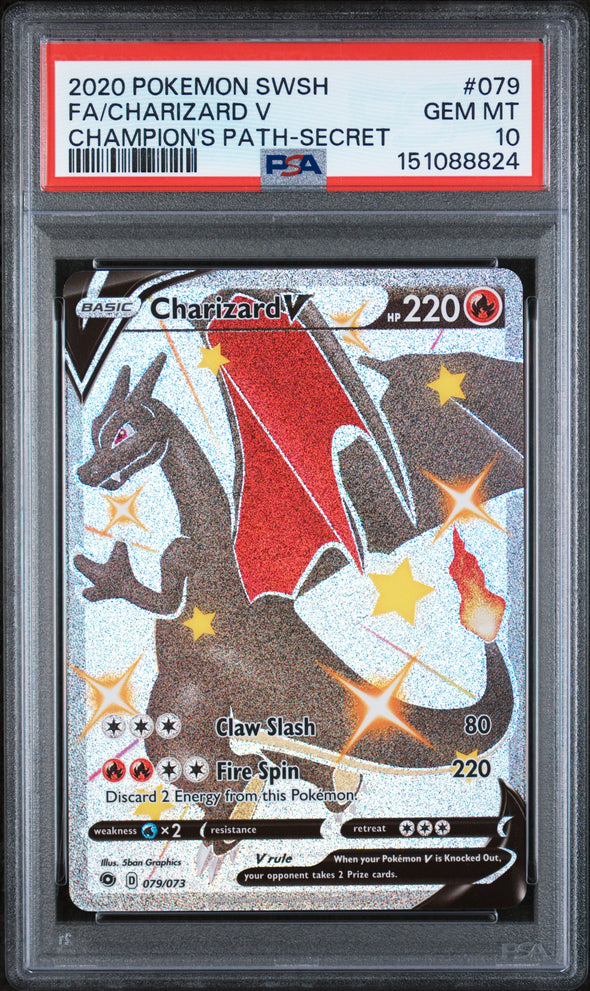 CHARIZARD V (079) - POKEMON SWORD & SHIELD CHAMPION'S PATH - CHAMPION'S PATH-SECRET - FULL ART - GEM MT 10