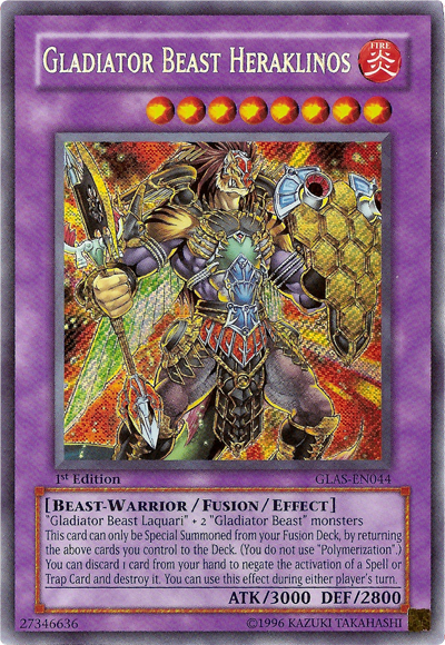 Gladiator Beast Heraklinos - GLAS-EN044 - Secret Rare - 1st Edition available at 401 Games Canada