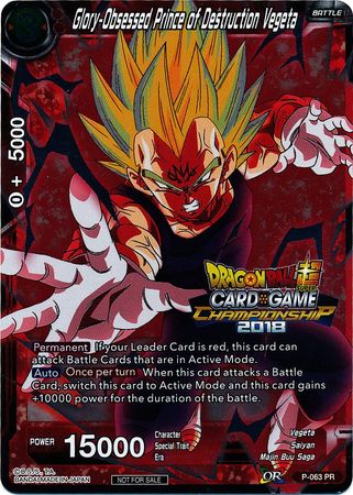 Glory-Obsessed Prince of Destruction Vegeta - P-063 - Promo (Championship 2018) available at 401 Games Canada