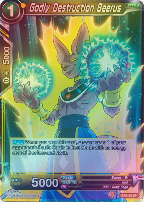 Godly Destruction Beerus - SD8-10 - Starter Rare (FOIL) available at 401 Games Canada