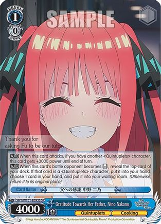 Gratitude Towards Her Father, Nino Nakano (SR) - 5HY/W101-E093S - Super Rare available at 401 Games Canada