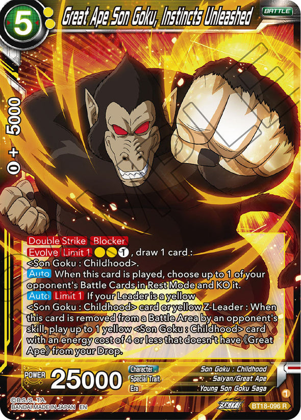 Great Ape Son Goku, Instincts Unleashed - BT18-096 - Rare available at 401 Games Canada