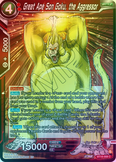 Great Ape Son Goku, the Aggressor - BT18-008 - Common (Foil) available at 401 Games Canada