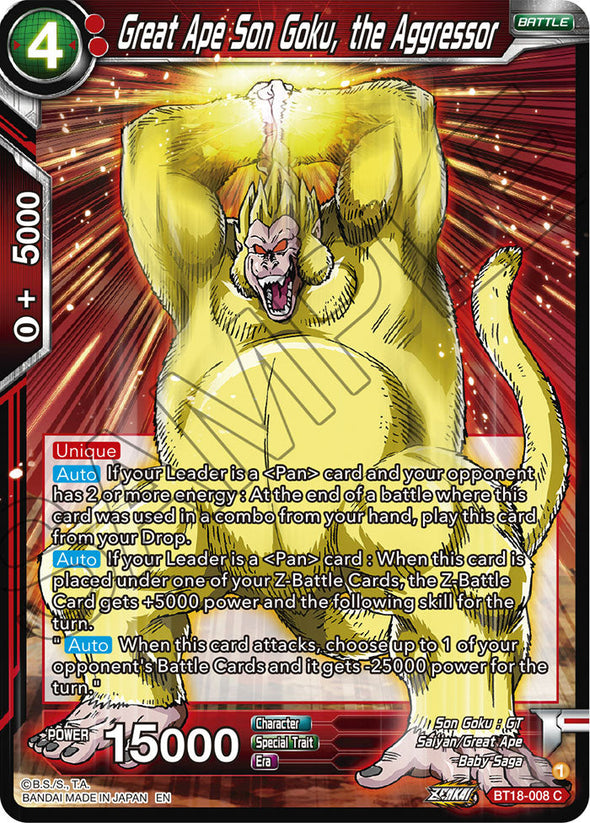 Great Ape Son Goku, the Aggressor - BT18-008 - Common available at 401 Games Canada