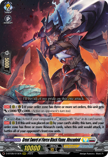 Great Sword of Fierce Black Flame, Obscudeid - D-BT08/015 - Triple Rare available at 401 Games Canada