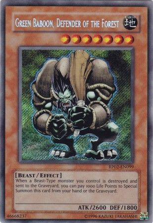 Green Baboon, Defender of the Forest - RP02-EN099 - Secret Rare (Unlimited) available at 401 Games Canada
