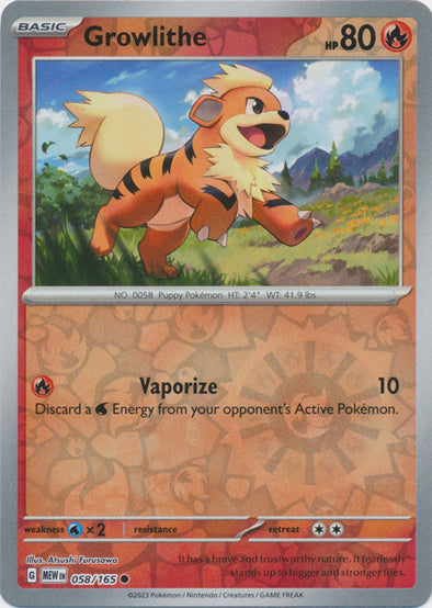 Growlithe - 058/165 - Common - Reverse Holo available at 401 Games Canada