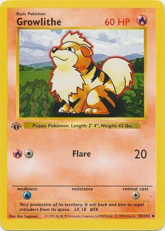 Growlithe - 28/102 - Uncommon - 1st Edition available at 401 Games Canada