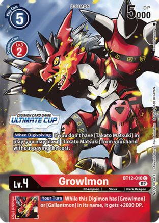 Growlmon (Ultimate Cup) - BT12-010 - Promo available at 401 Games Canada