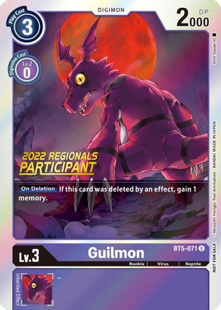 Guilmon (2022 Regionals Participant) - BT5-071 - Uncommon available at 401 Games Canada