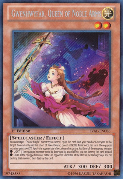 Gwenhwyfar, Queen of Noble Arms - LVAL-EN086 - Secret Rare - 1st Edition available at 401 Games Canada