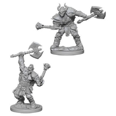 Half-Orc Male Barbarian - Pathfinder Deep Cuts Unpainted Minis available at 401 Games Canada