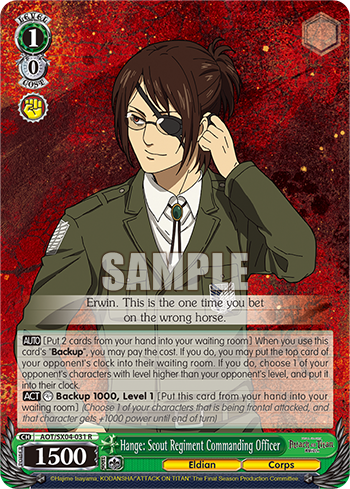 Hange: Scout Regiment Commanding Officer - AOT/SX04-E031 - Rare available at 401 Games Canada