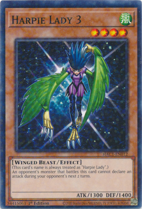 Harpie Lady 3 - HAC1-EN012 - Duel Terminal Normal Parallel Rare available at 401 Games Canada