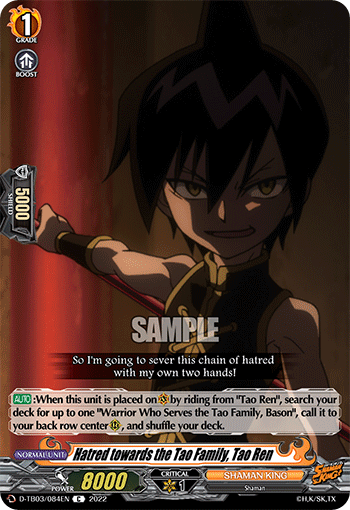 Hatred towards the Tao Family, Tao Ren - D-TB03/084 - Common available at 401 Games Canada