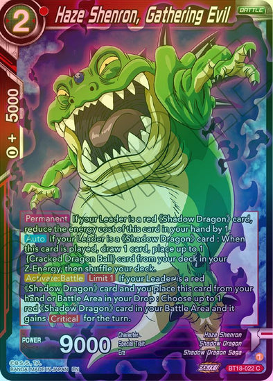 Haze Shenron, Gathering Evil - BT18-022 - Common (Foil) available at 401 Games Canada