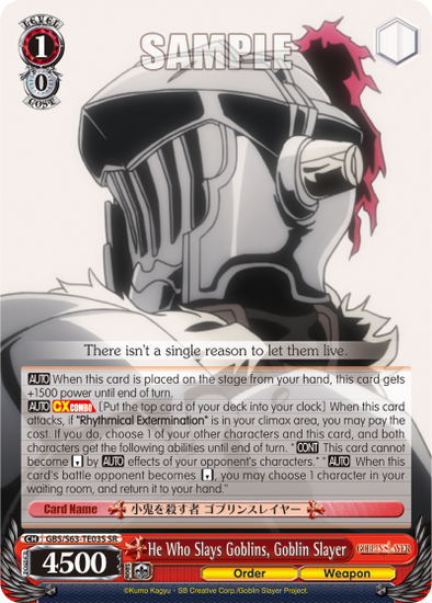 He Who Slays Goblins, Goblin Slayer - GBS/S63-TE03S - Super Rare available at 401 Games Canada