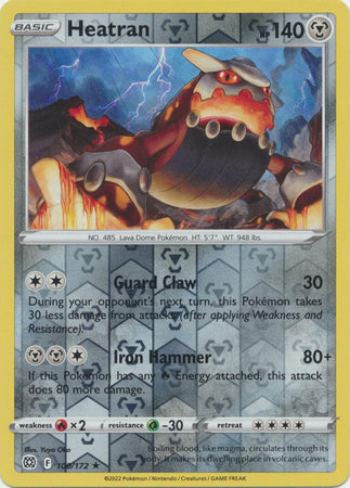 Heatran - 100/172 - Rare - Reverse Holo available at 401 Games Canada