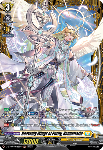 Heavenly Wings of Purity, Honnettaria - D-BT07/FR22 - Frame Rare available at 401 Games Canada