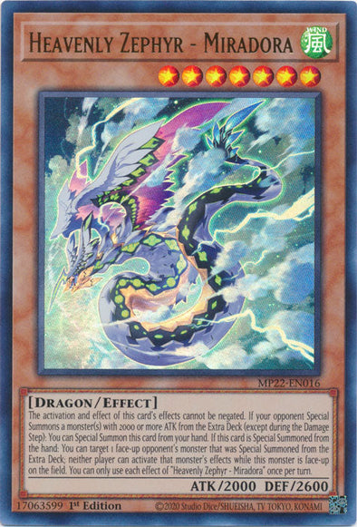 Heavenly Zephyr - Miradora - MP22-EN016 - Ultra Rare - 1st Edition available at 401 Games Canada